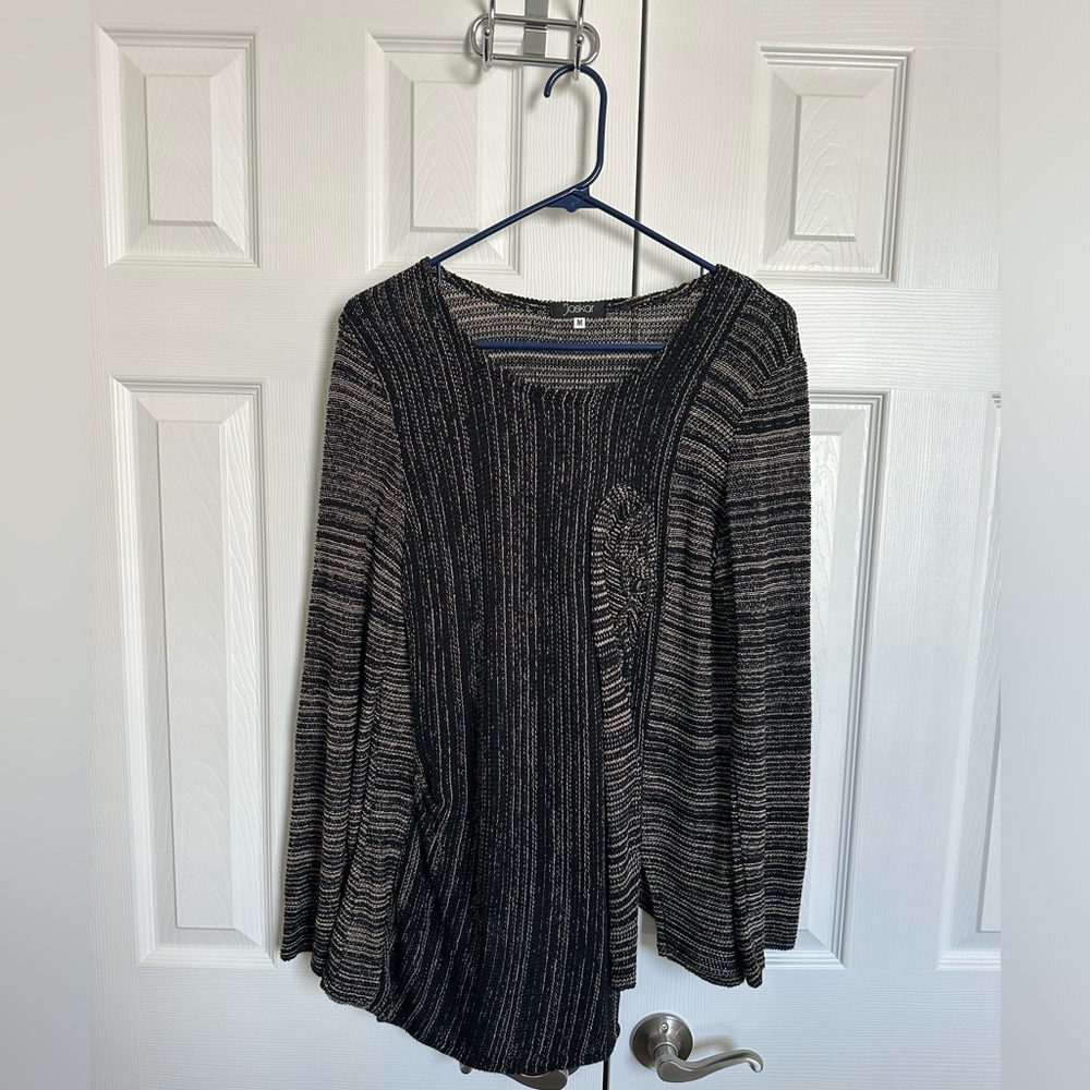 Elegant Striped Black and Gray Sweater